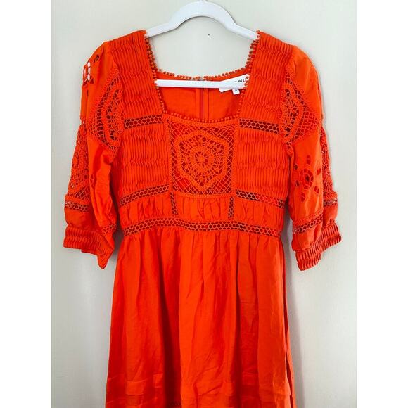 Hunter Bell Rowe Cherry Red Midi Maxi Crochet Cut Out Linen Dress Tuckernuck - Picture 9 of 14